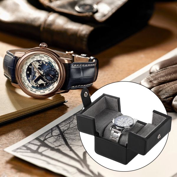 Custom Color Travel Watch Box Soft Microfiber Lining Genuine Leather Watch Case