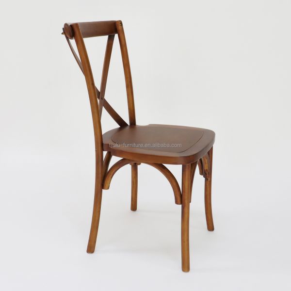 Apartment Modern Cross Back Stackable Wooden Seat Solid Wood Banquet Wedding Wooden Chair for Apartment Furniture