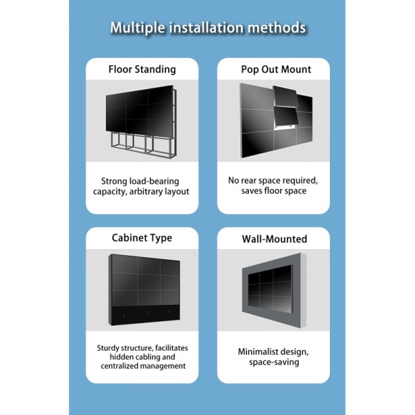 55" High Brightness LCD Video Wall 500 Nits 750 Nits Advertising Splicing Screen Seamless Commercial Display Board OEM