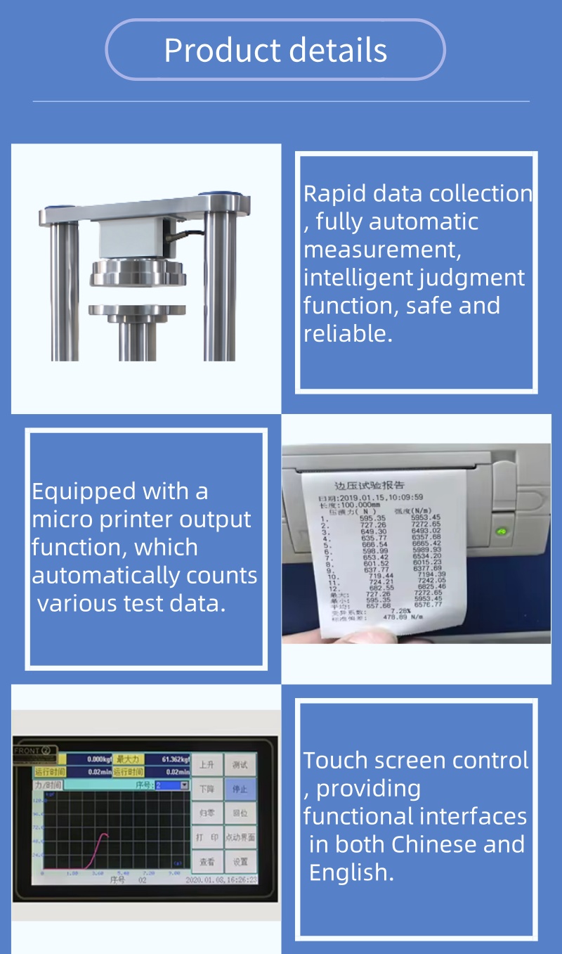 Corrugated Paperboard Ring Crush Tester Intelligent Compression Strength Tester Paperboard Edge Crush Tester