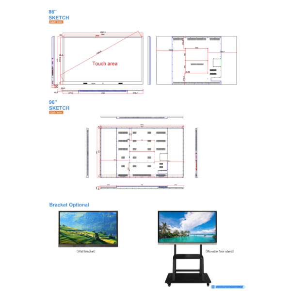 65" 75" 86" 98" Electronic Touch Screen Flat Panel Display Smart Board Interactive Whiteboard for Schools and Meetings