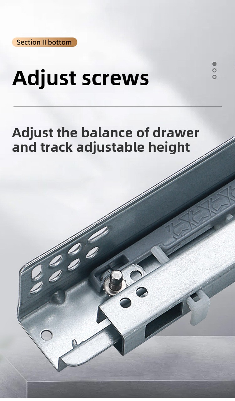 Modern Two-Section Silent Buffer Slide Drawer Soft Closing Iron Bottom Thickened Hidden Rail Bounce Support 10inch Living Room
