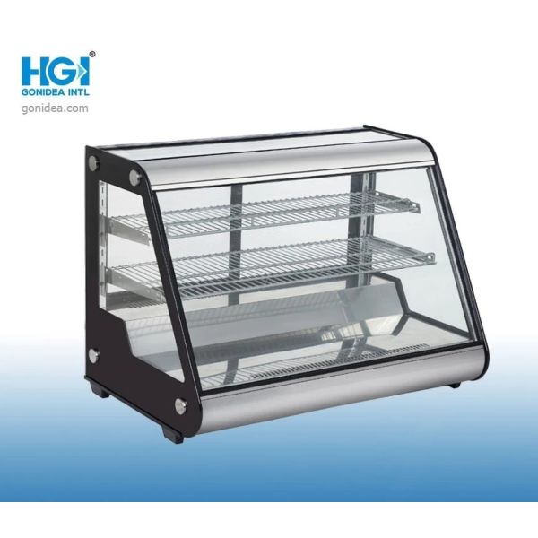 130L Curved Glass Cake Display Fridge Freestanding Adjustable Chrome Plated