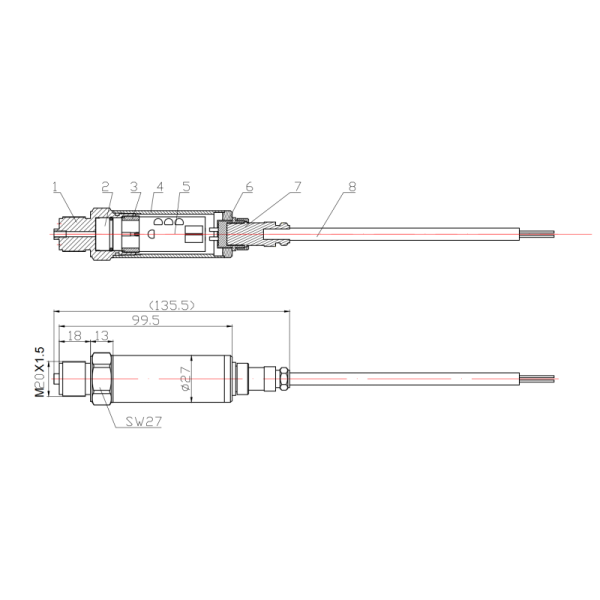 Precise Measurement Intelligent Pressure Transmitter With Aviation Connector 0~100bar FD80A