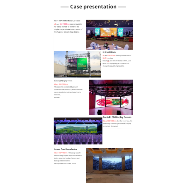 Cabinet material Die-casting Aluminum Super Clear HD LED Screen Rental Panel P1.9 P2.6 P2.9 P3.91 P4.81 LED Video Wall