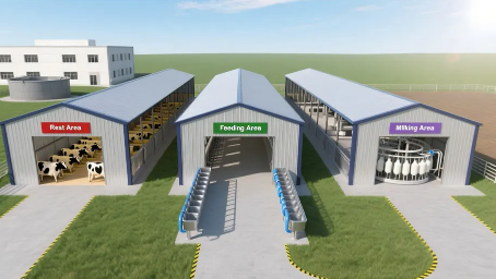 Hot-DIP Galvanized Steel Structure Cow Shelter with Customizable Span and Earthquake Resistant Design