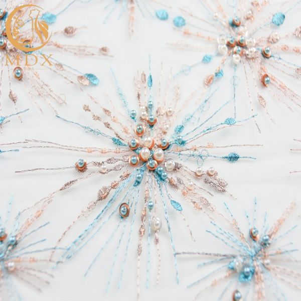 Tulle Embroidery Sequin Lace Fabric Sparkly 20% Polyester For Women Dresses