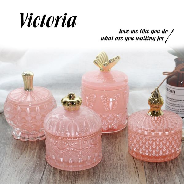European Style Handmade Footed Glass Candy Jars Unique Shape