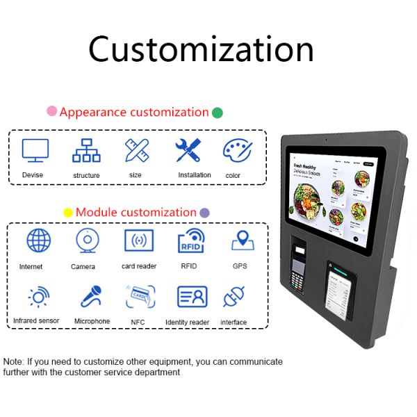 15.6 Inch Automatic Self Service Kiosk Ordering Payment Machine For Resaurant Kfc Mc