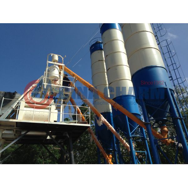 PLC Control 35m3/Hour concrete batch mix plant High Efficiency