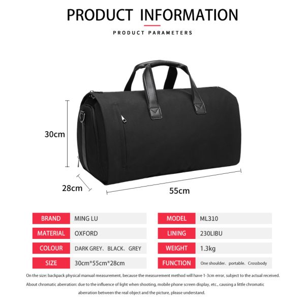 Wholesale Multifunction Waterproof men business Travel Duffle Custom logo Foldable Suit Cover Garment Bag