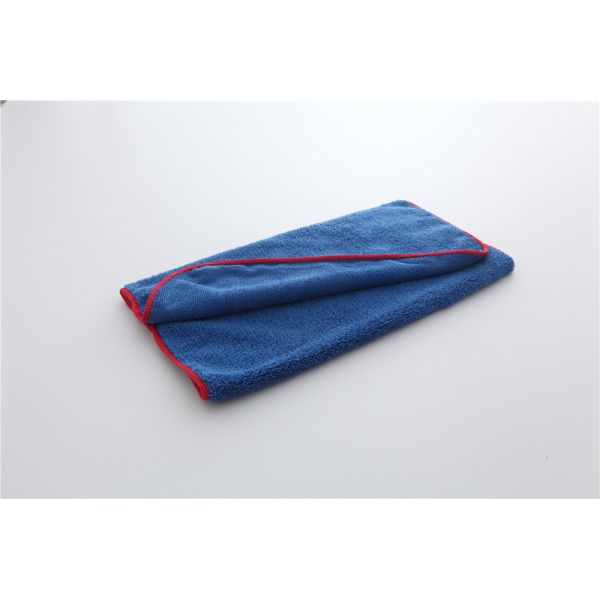 Red color 40x60cm microfiber microfibre car cleaning detailing towels/cloth with green edge