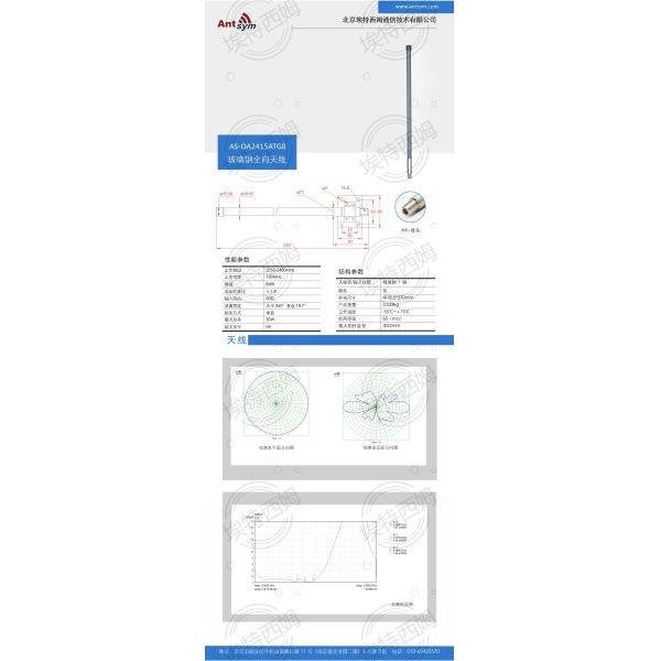 2350-2480MHz 8dBi Omnidirectional FRP Antenna