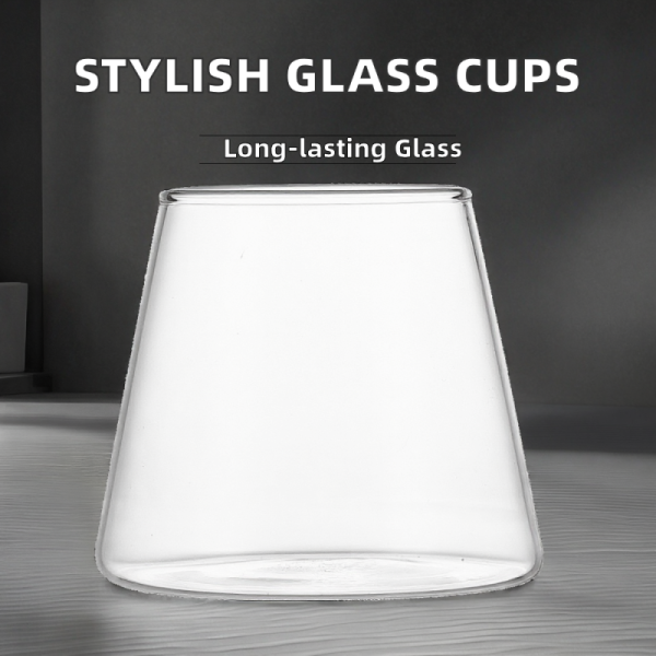 Home And Café Use Clear Glass Cups Stylish Design For Coffee Iced Drinks Custom Logo