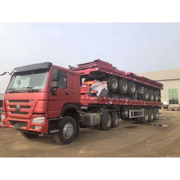 Customizable 3 4 Axel 12.5M 40ft Flatbed Semi Trailer Container Flatbed Car Hauler For Sale