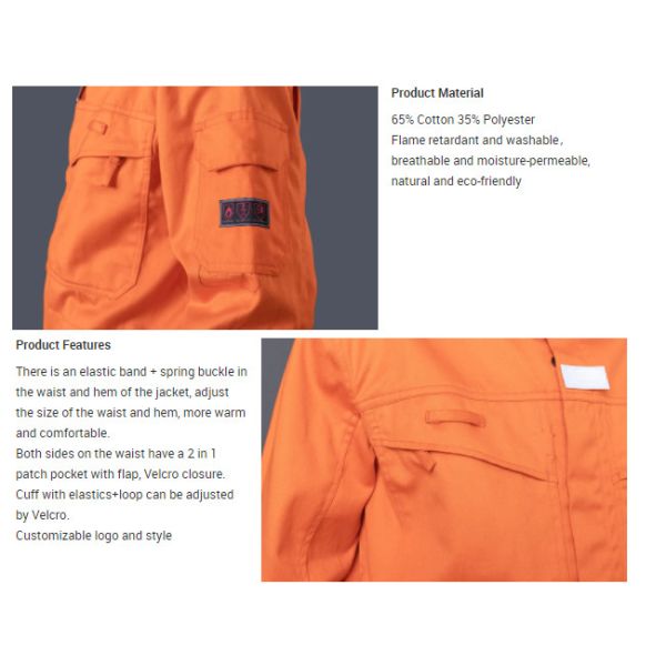 65% Cotton 35% Polyester Lightweight Fire Retardant Safety Coverall Uniforms with EN Standard or AS/NZS Standard
