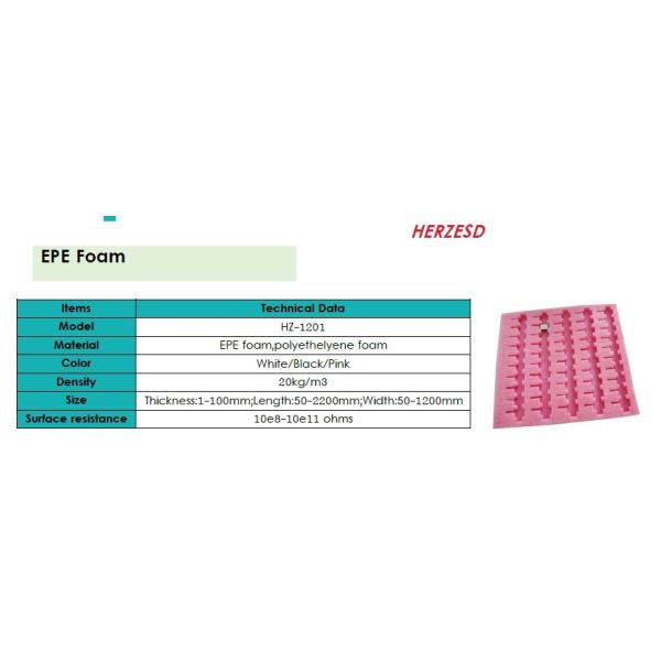 Antistatic EPE Foam ESD Blister Packing Black / Pink / White Color Custom Color