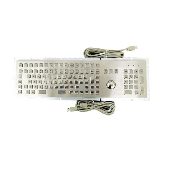 Self Service Kiosk Stainless Steel Industrial Keyboard With Trackball And Numeric Keypad