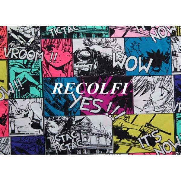 Comic Printing Activewear Made From Recycled Plastic Polyester Stretch Fabric