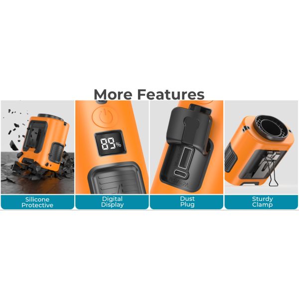 Socool Fan Rechargeable Battery Multifunctional Portable Fan 4000mAh Clip Waist Fan Compact Design In Orange Black Color For Indoor/Outdoor