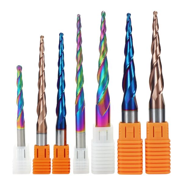 Yingba Manufacturing Production Carbide Inserts 2 Flute Taper Ball Nose End Mill for Wood Carving Milling Cutter