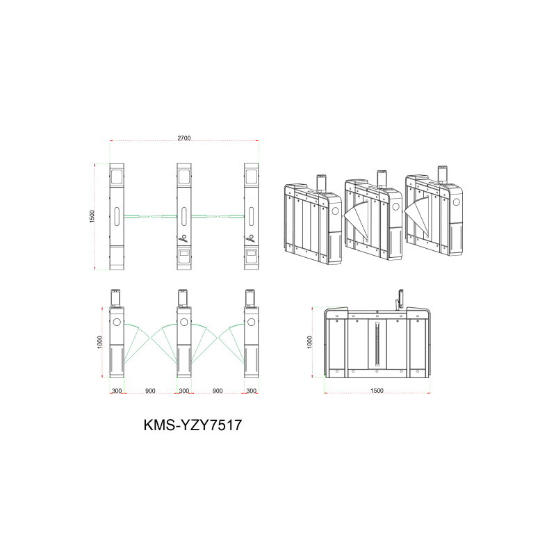 Office Factory Wing Barrier Turnstile Entry Systems Access Control