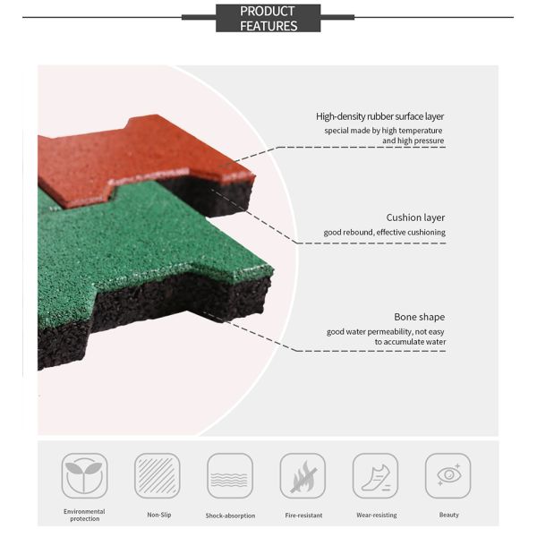 Horse Stable Easy Installation Interlocking Rubber Tile Rubber Dog Bone Paver Tile
