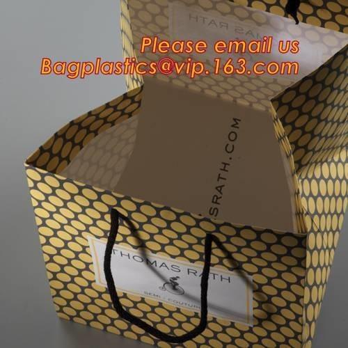 Quality Profession hot stamping printed exquisite hello kitty paper bag with rope handle:600pcs/carton,Carrier Black Paper Bag for sale