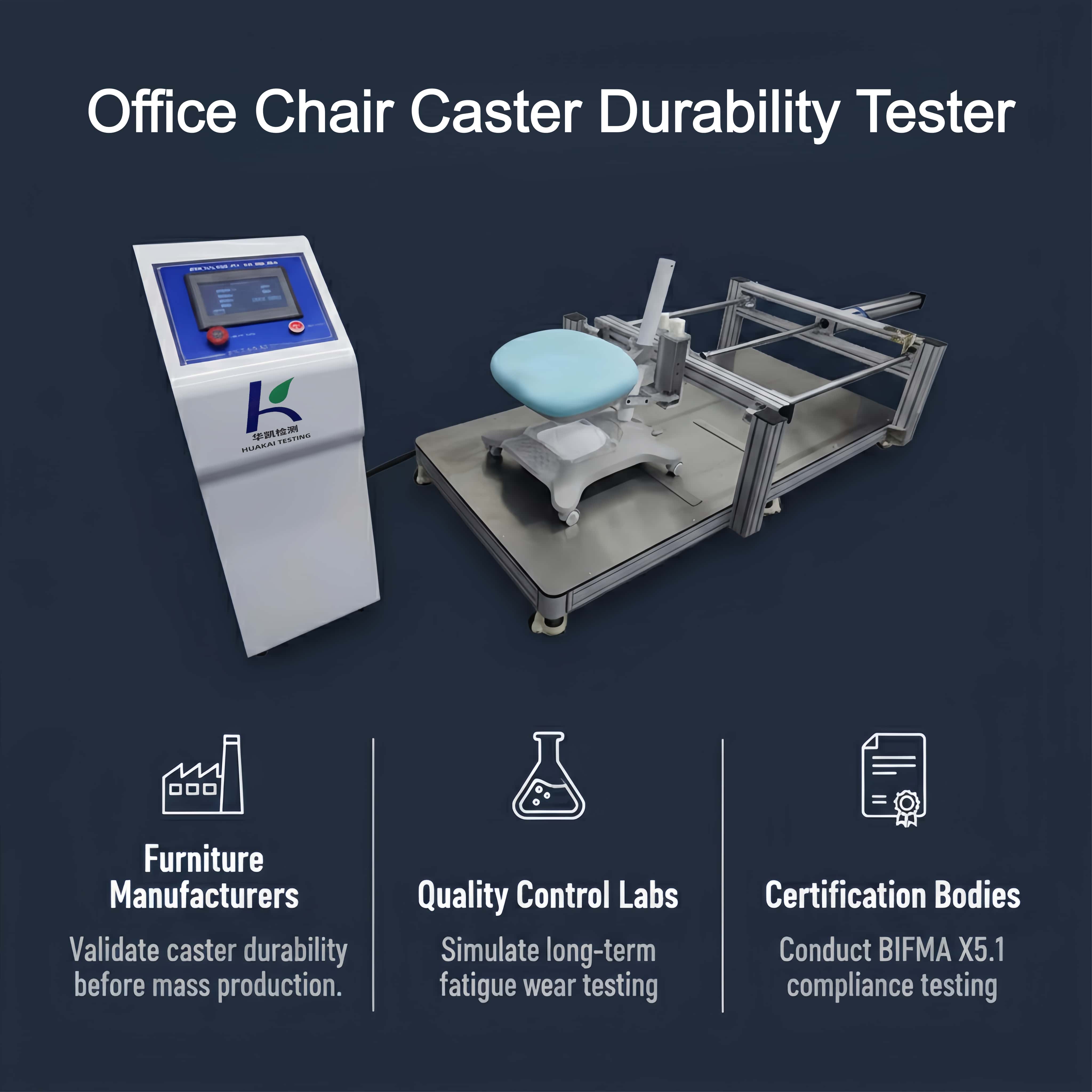 Office Chair Caster Durability Tester Caster & Chair Base Durability Testing Machine BIFMA X5.1