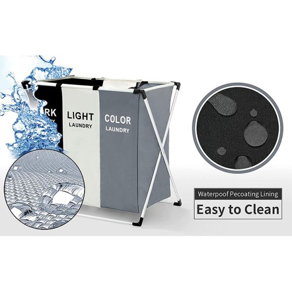 Multiscene Sortable Dirty Clothes Organizer , Ultralight 3 Basket Laundry Hamper