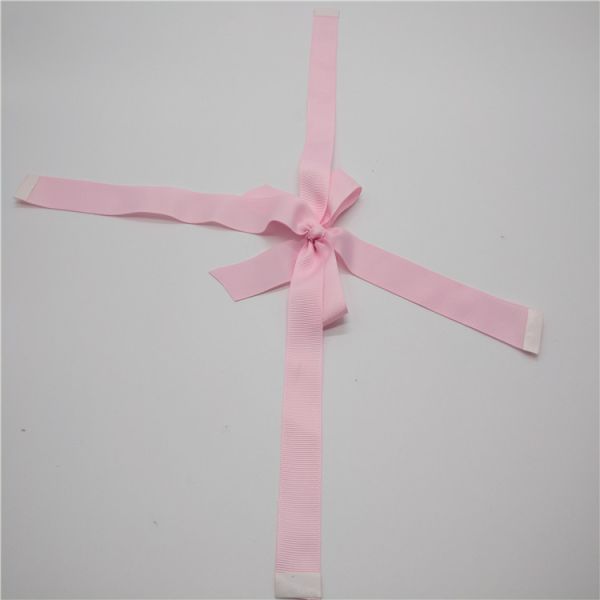 Thin Pre Tied Ribbons , Solid Color Patterned Pink Ribbon Bow For Gift Packing