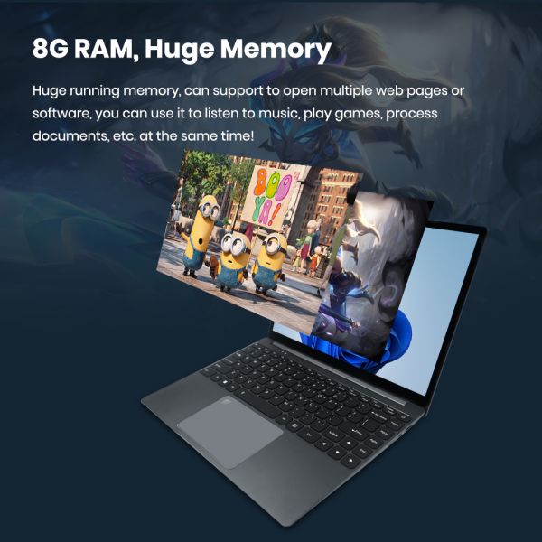 14.1inch Purple Laptop J4125 CPU 8GB RAM 256GB Storage Windows 10 for Business Mini HDMI Port and Easy Connectivity