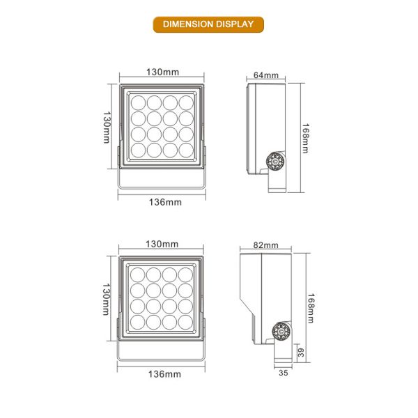 LED Facade Lighting IP65 Rustproof Die Casting Narrow Angle 16W DC24V For Garden Wall