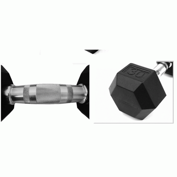 2.5kg to 40kg hex black rubber coated cast iron fixed dumbbell for wholesales