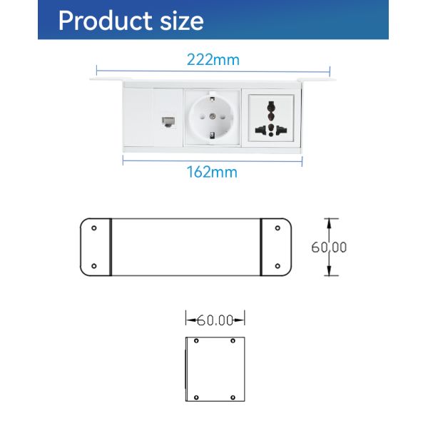 UKCA Certificated Under Desk Power Strip with Alloy Housing and RJ45 Network Port
