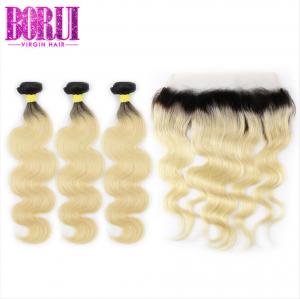 Blonde Weave Hair Extensions 1B613 , 13*4 Lace Frontal Soft Smooth Dyed Bleach