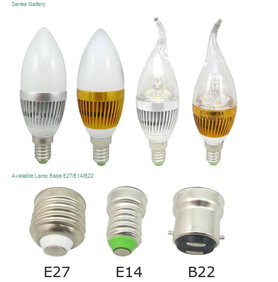 Led E14 dimmable candle Bulb Light Clear Cover Aluminum Alloy For Hotels / Restaurant