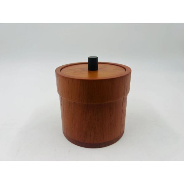 Brown OAK Bathroom Countertop Accessories Set Round Shape Black Pump Soap Dispenser