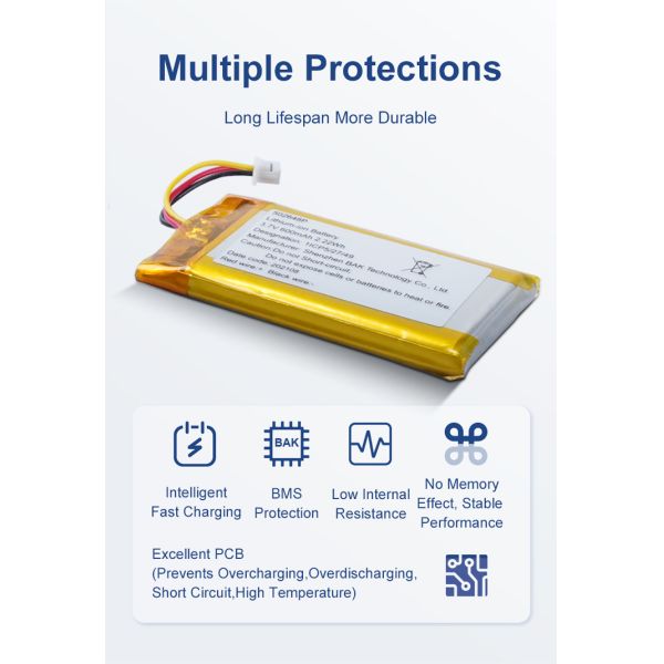 Customized Lithium Ion Polymer Battery Pack 502648P 3.7V 600mAh 2.22Wh For Electronic Products