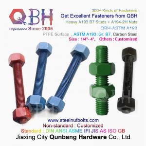 Buy cheap QBH PTFE 1070 Red/Blue/Black/Green Coated 1/4-4 ASTM A193 B7 Threaded Rod Stud Bolt With A194-2H Heavy Hex Nut product