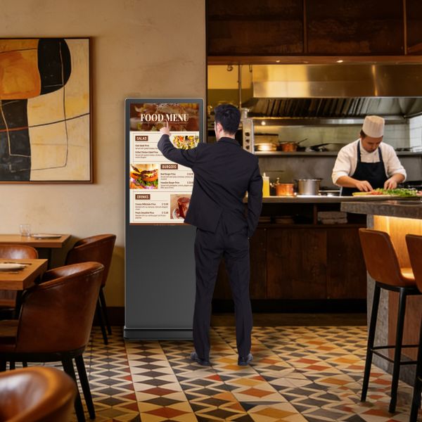 Floor Standing Digital Signage Kiosk IR Touchscreen Panel 55 Inch