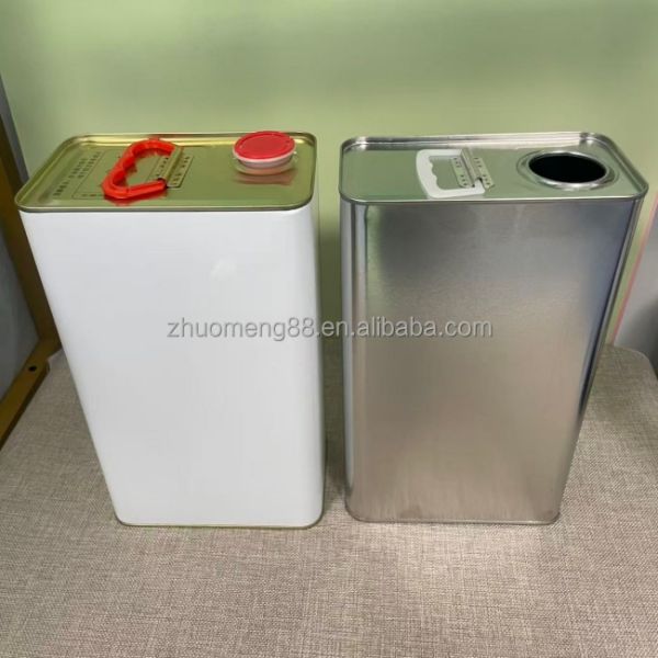 5L Paint Tin Cans White Rectangle Tin Silver Square Metal Cans for Chemical Coating Oil Gas Ink Glue Petrol Adhesives Sealants