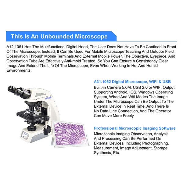 OPTO EDU A16.1062 Infinity Binocular Trinocular Led Fluorescent Microscope BG