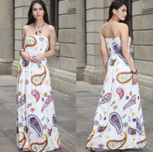 Buy cheap European-style fashion strapless printed long billowing skirt maxi sexy dress product