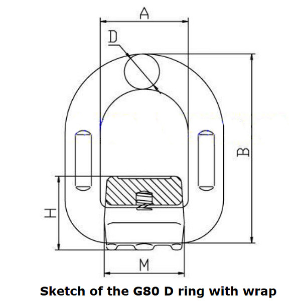 Carbon Steel Forged D Ring Power Coated G80 Weld In D Rings With Wrap