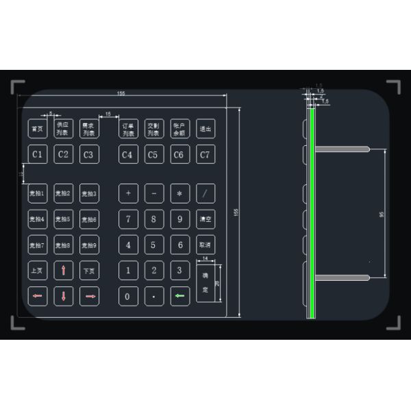 48 key desktop embedded stainless steel metal keyboard GZ-B035013 USB interface