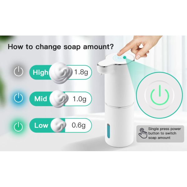 10oz Touchless Automatic Rechargeable Soap Dispenser With Adjustable Volume Control