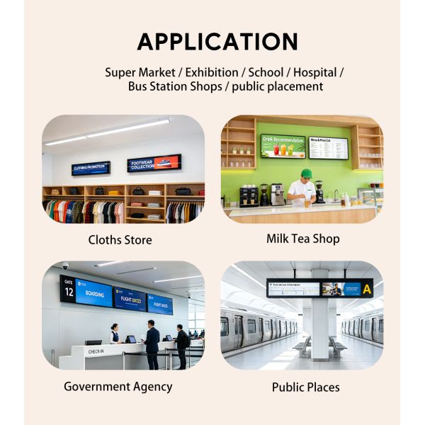 MJK 4K LCD Stretched Bar Digital Poster Advertising Display with Animation 23.6 Inch Built-In CMS Retail Shelf Monitor Strip