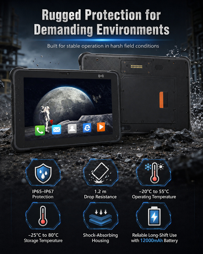 Data Rugged Tablet with Barcode Scanner 10.1 Inch for Workflow Records and Site Entry