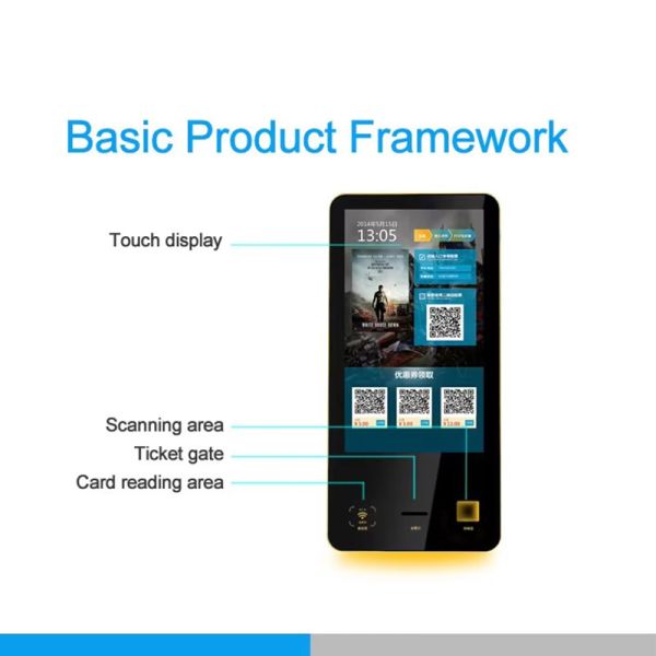 Ticket Kiosk For Cinema Transportation Hospitality Retail Event With QR Scanner NFC RFID Printer Ticket Vending Terminal